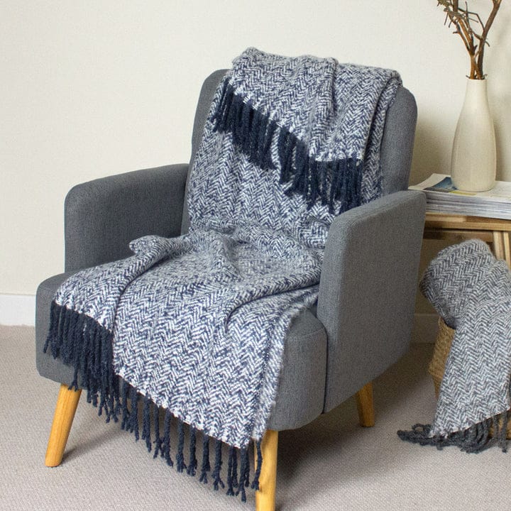 Weaver Herringbone Throw Navy image 1