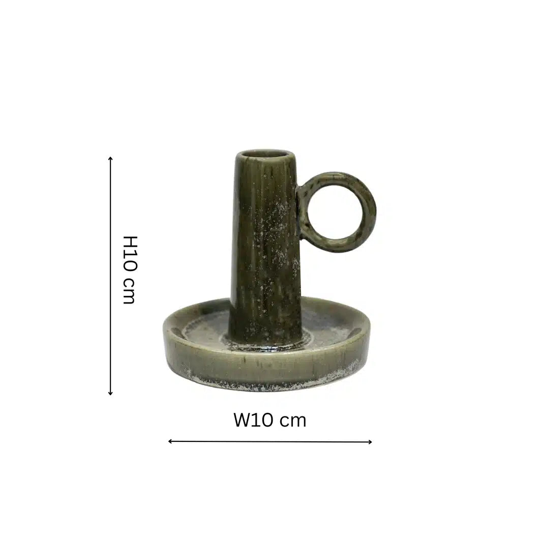 Bowen Ceramic Dinner Candle Holder - Moss image 0