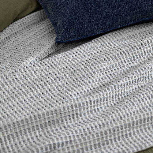 Waffle Textured 100% Cotton Bedspread Dusk Blue image 2