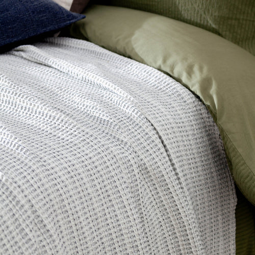 Waffle Textured 100% Cotton Bedspread Dusk Blue image 4