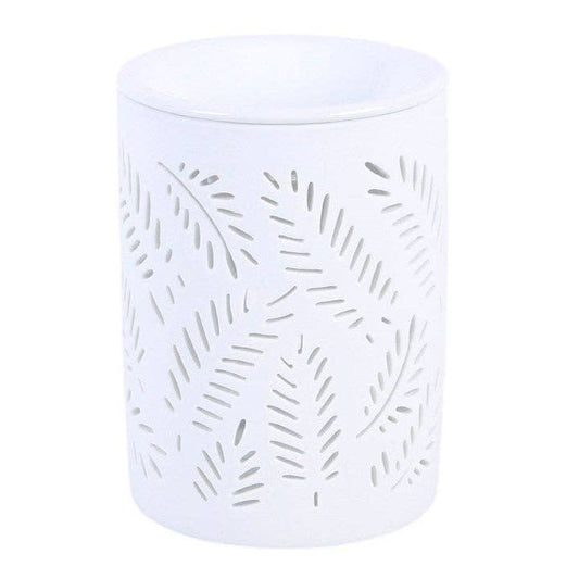 White Leafy Fern Cut Out Oil Burner and Wax Warmer