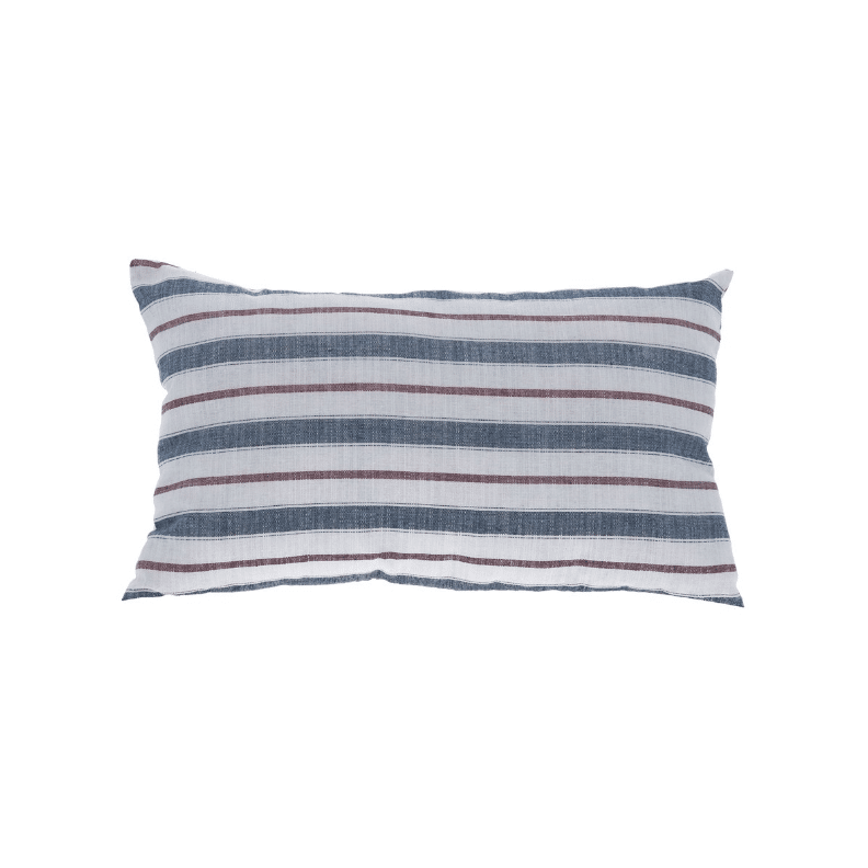 Rectangular Navy & Red Striped Cushion image 0
