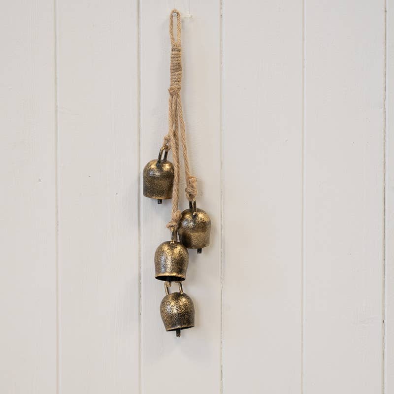 Metal Gold 4 Small Cowbell Hanging Garland