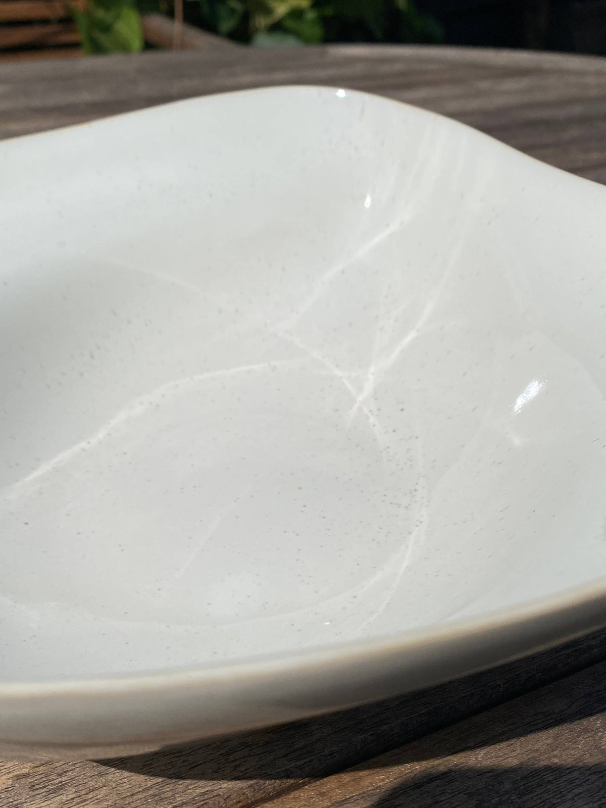 Large Serving Bowl Organic Shaped Ceramic White Salad Dish