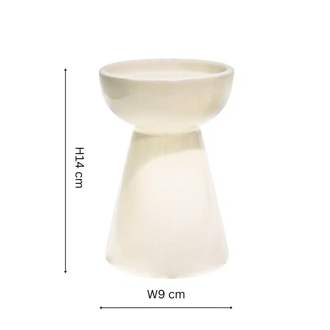 Bowen Ceramic Pillar Candle Holder - Linen image 1