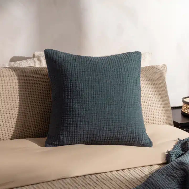 Lark Muslin Crinkle Cotton Cushion Dusk image 1