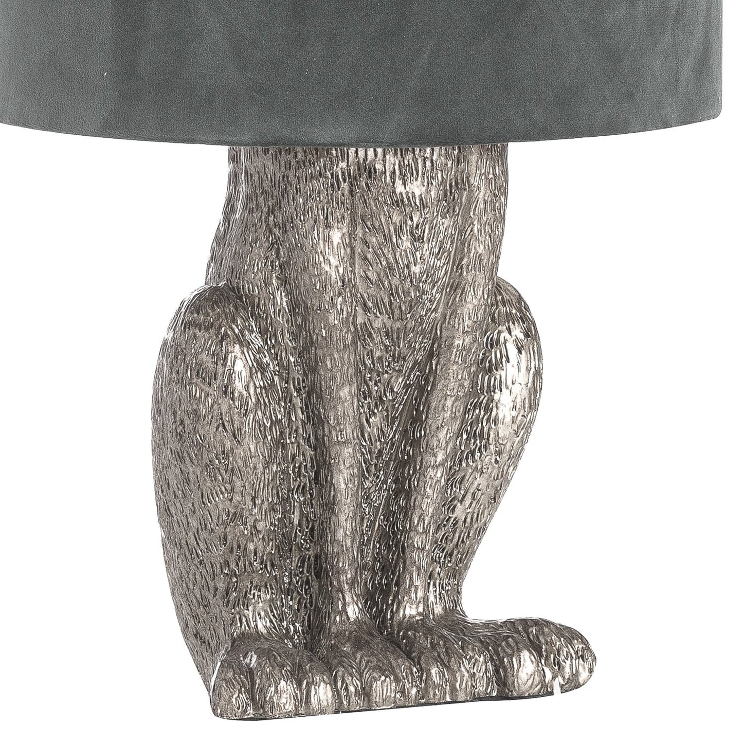 Silver Hare Table Lamp With Grey Velvet Shade image 2
