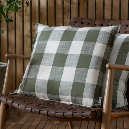 Chesil Check 100% Cotton Outdoor Cushion Moss