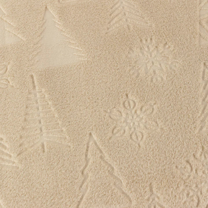 Festive Time Embossed Fleece Throw Natural
