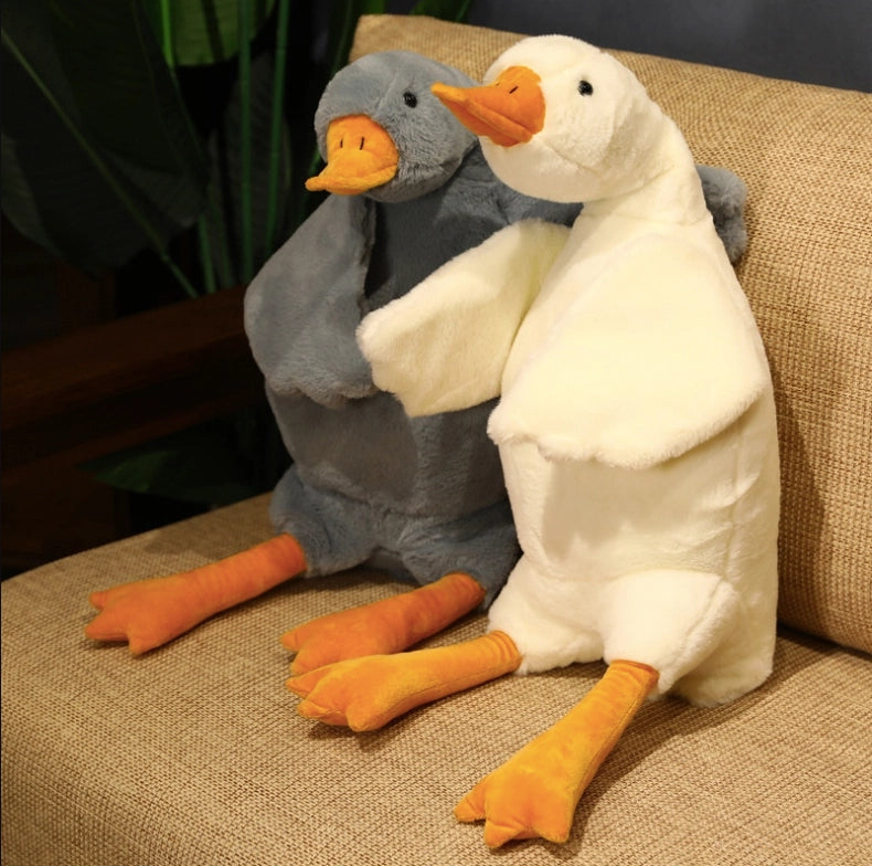White Fluffy Duck Plush Toy Pillow