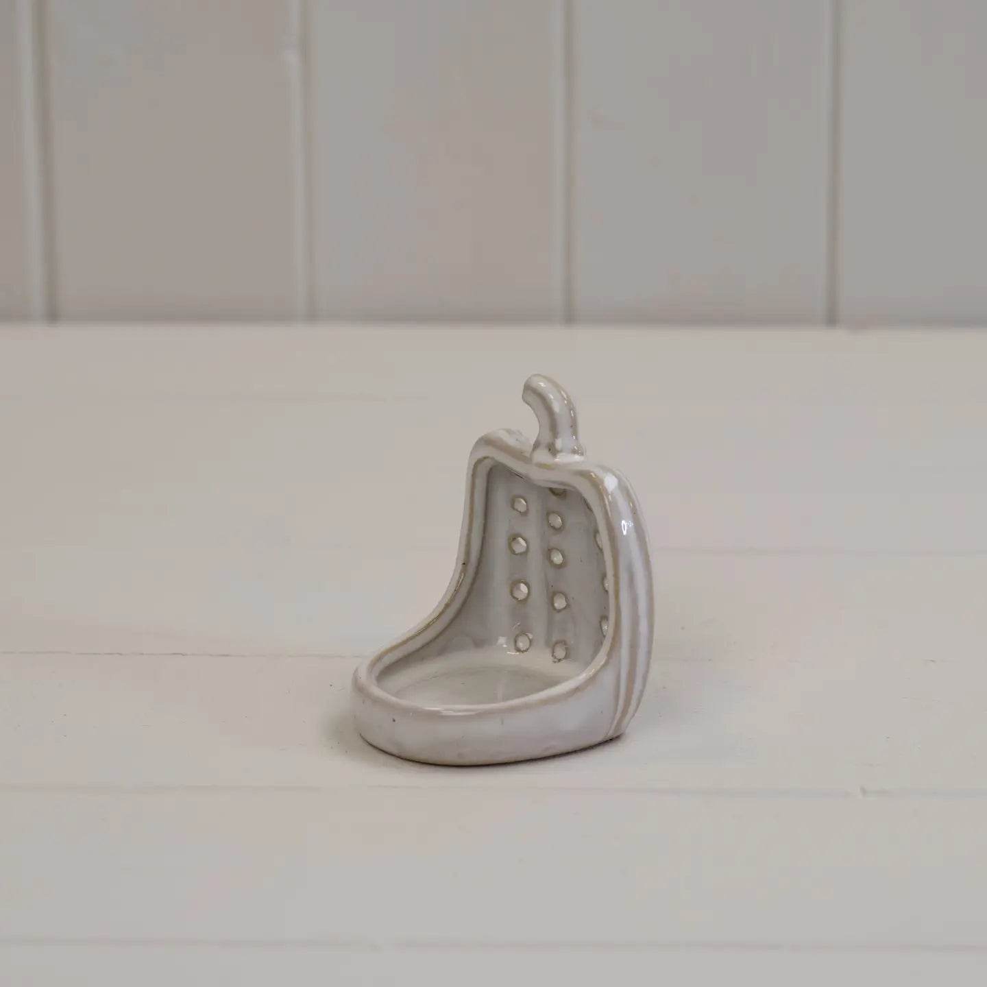 Glazed Ceramic Pumpkin Tealight with Textured Detail