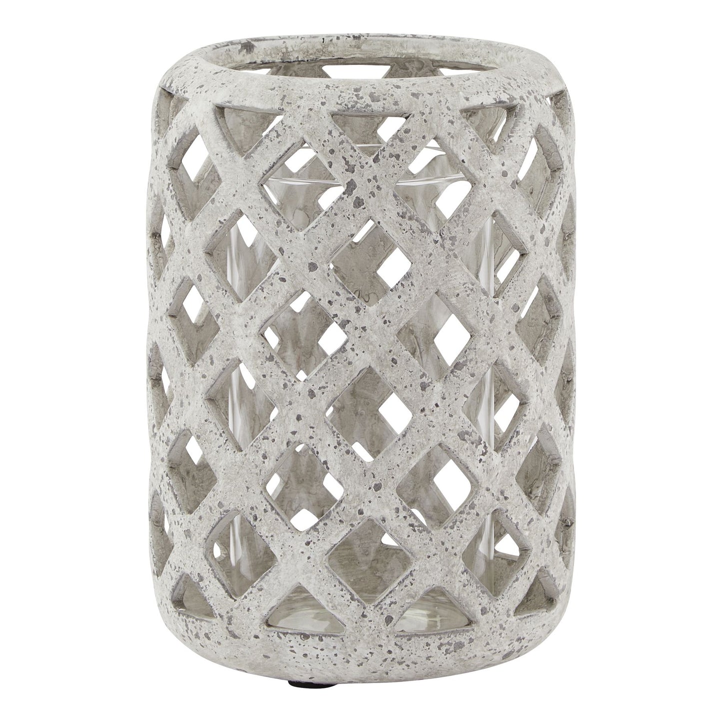 Small Grey Stone Effect Hurricane Lantern