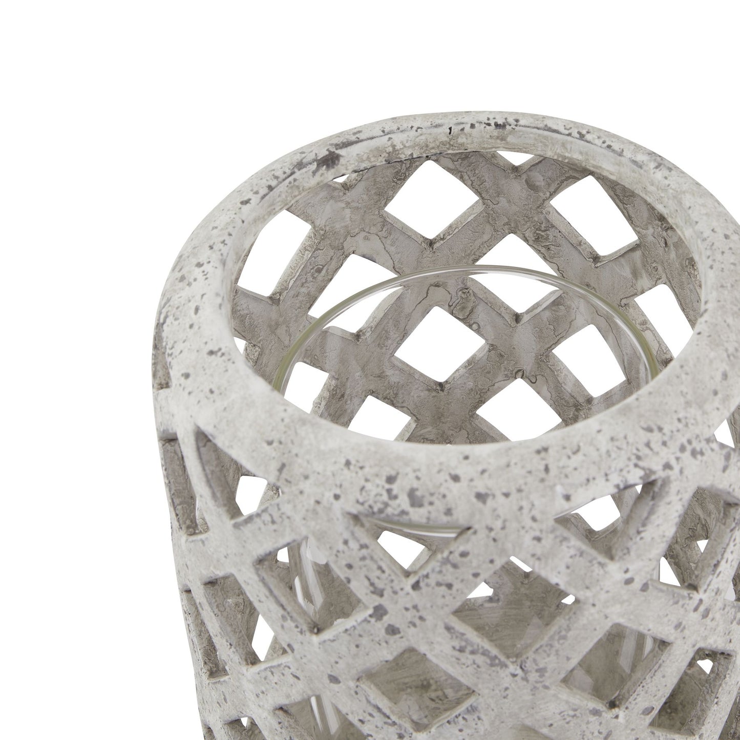 Small Grey Stone Effect Hurricane Lantern