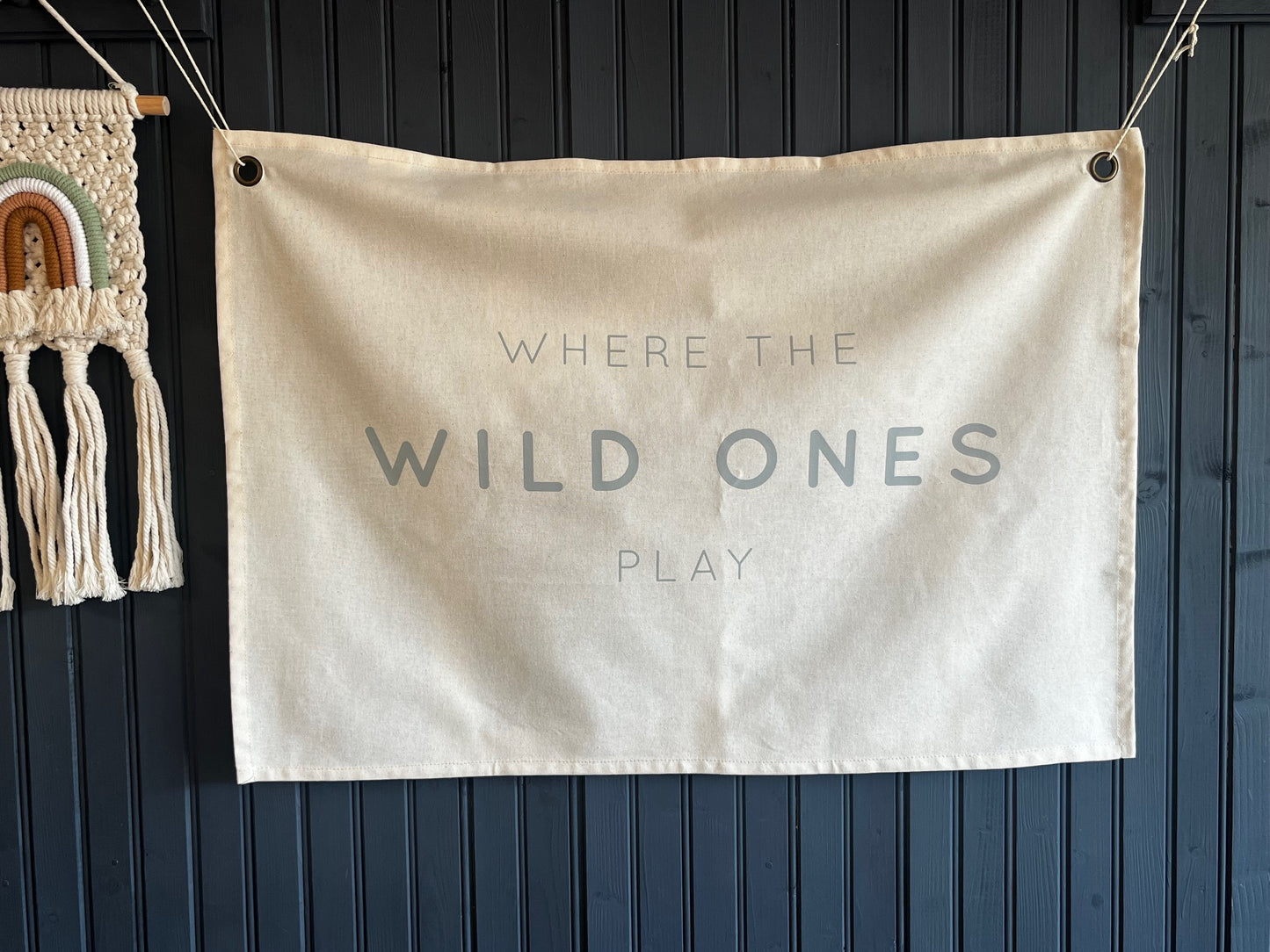 Where the Wild Ones Play Wall Hanging - Blue/Grey
