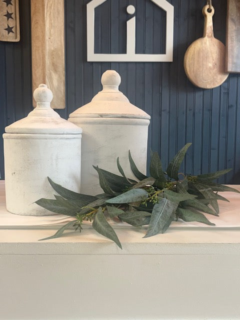 Large Antique White Cannister