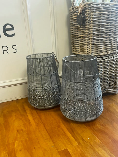 Large Wire Silver Lantern