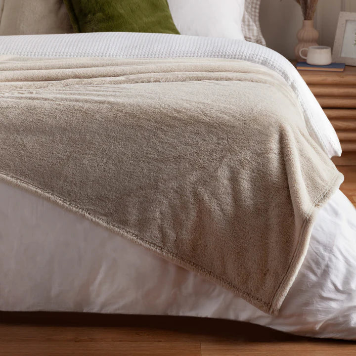 Kallu Double-Sided Faux-Fur Throw Natural