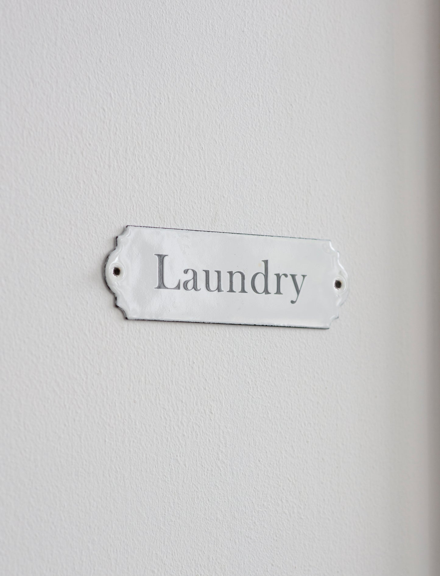 Enamel Laundry Sign White