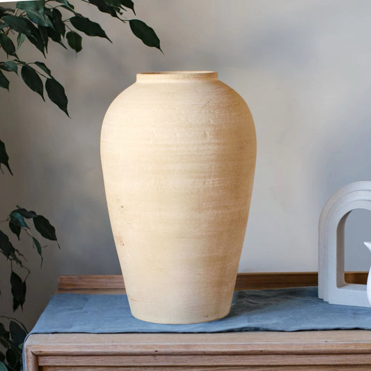 Langdale Large Terracotta Decorative Vase - Soft Cream