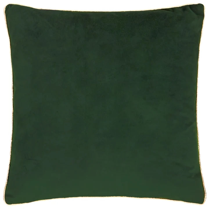 Merry Christmas Velvet Cushion Ecru Dark Green