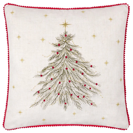 Twinkling Tree Embroidered Cushion Natural
