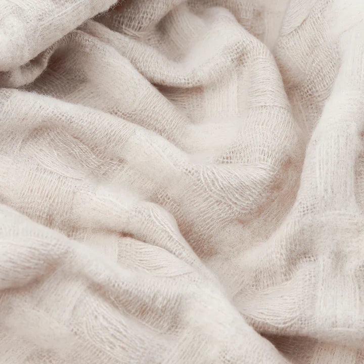 Walton Waffle Fringed Throw Linen