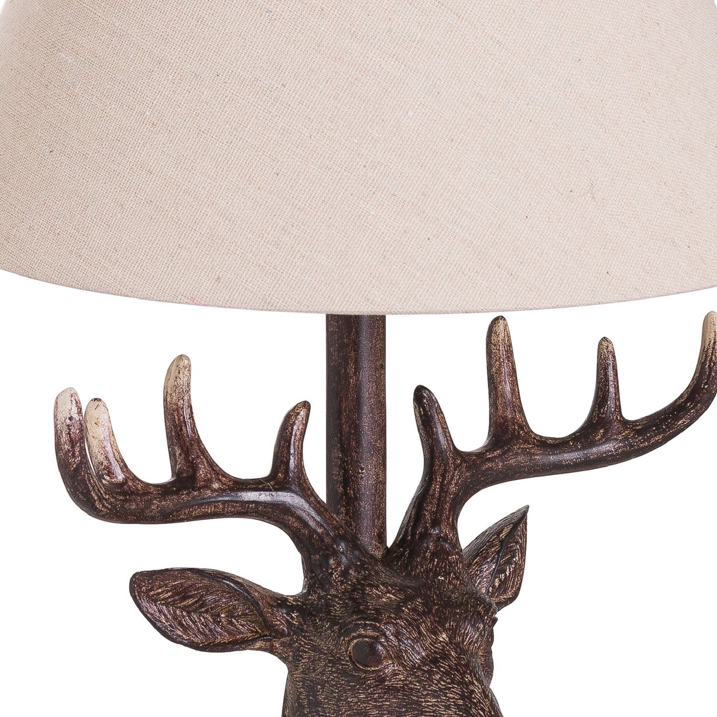 Stag Head Table Lamp With Linen Shade image 1
