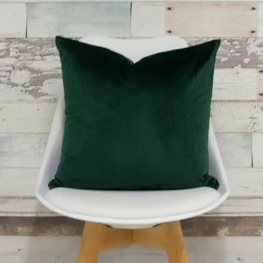 Aurora Ribbed Velvet Cushion Emerald Green image 1