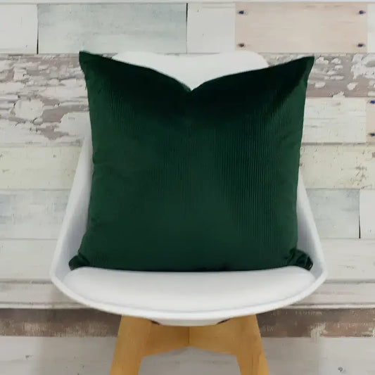 Aurora Ribbed Velvet Cushion Emerald Green image 1