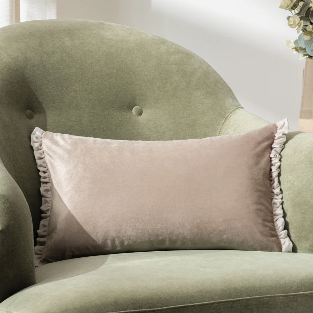 Tilly Velvet Reversible Cushion Oyster/Lace image 3