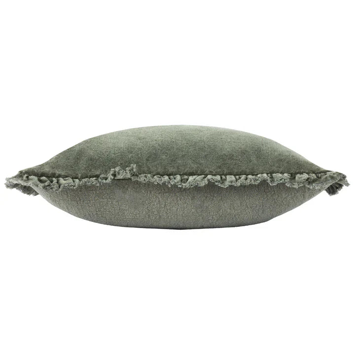 Bertie Washed Cotton Velvet Cushion Moss