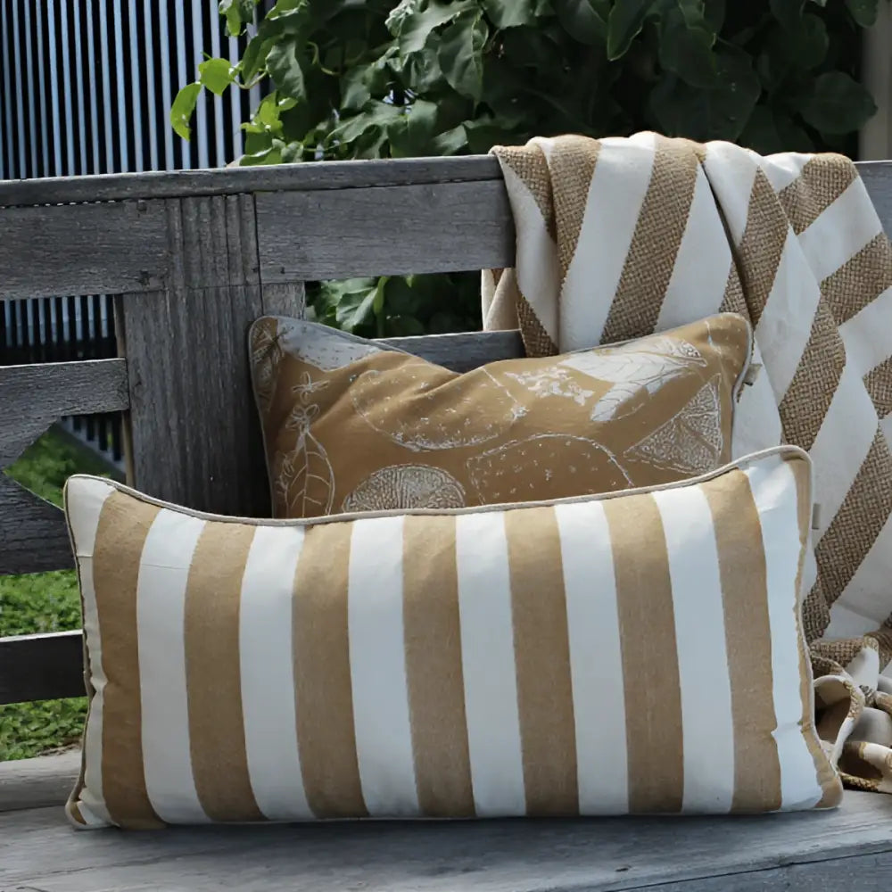 Bold Stripe Cushion Golden Yellow Rectangle image 0