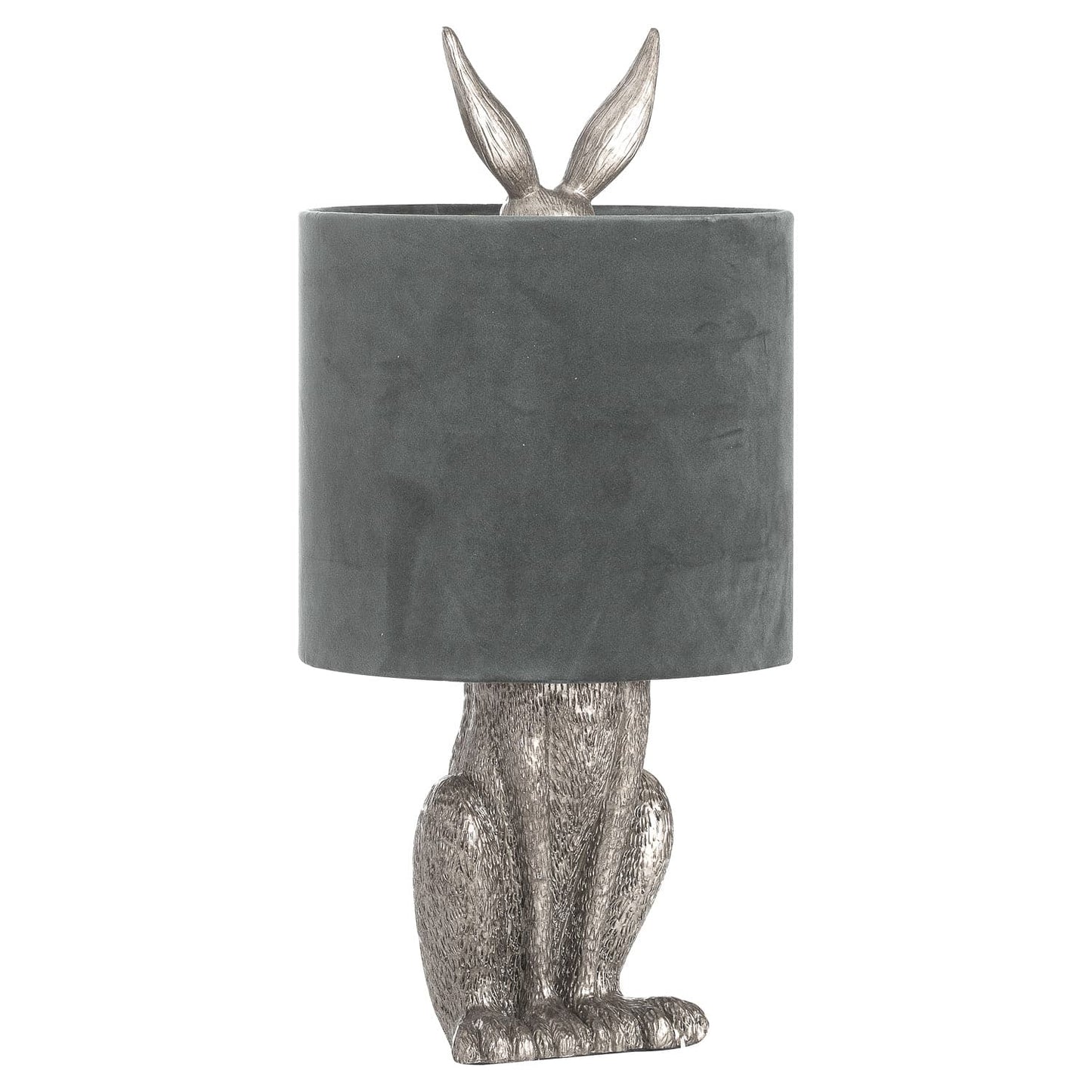 Silver Hare Table Lamp With Grey Velvet Shade image 0