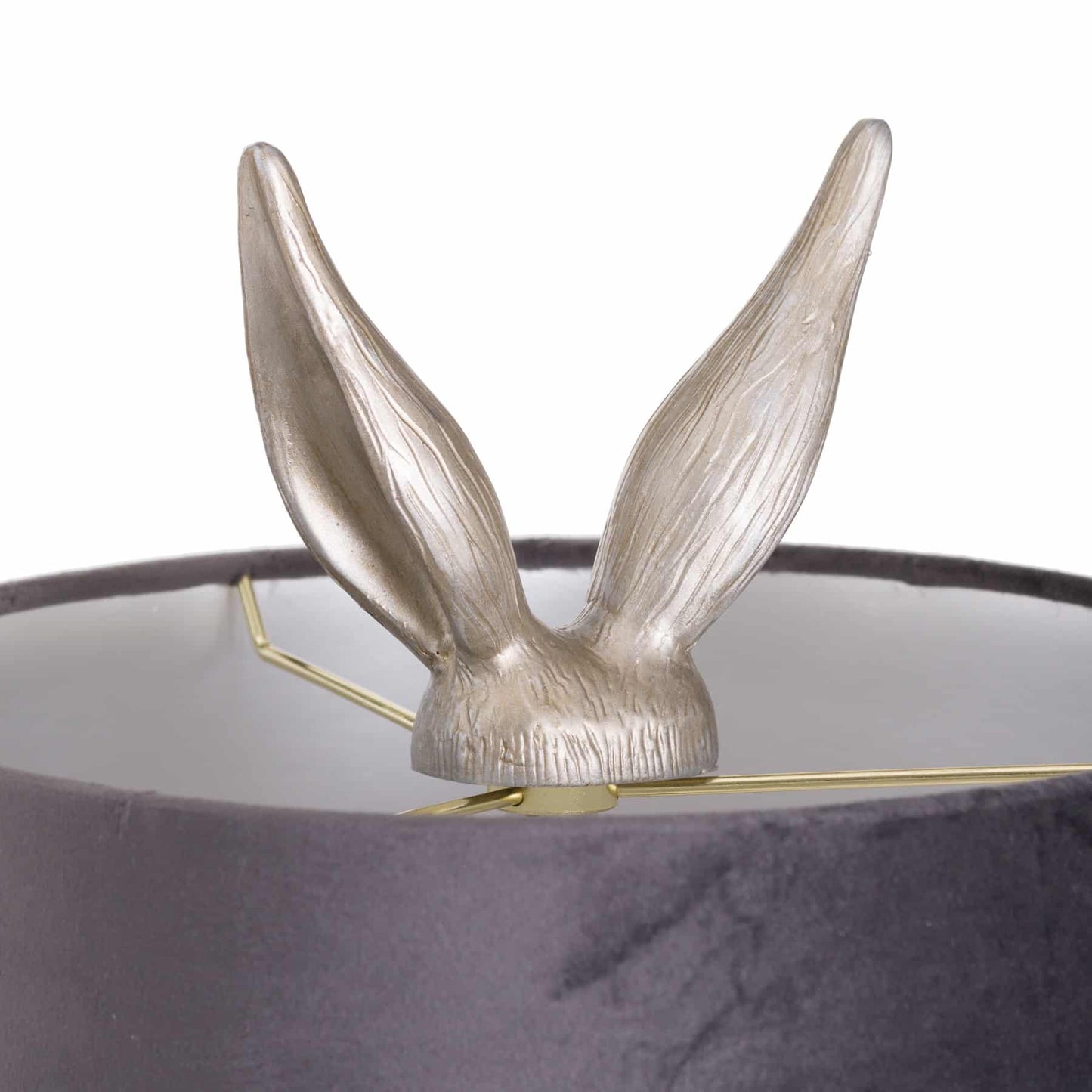 Silver Hare Table Lamp With Grey Velvet Shade image 3