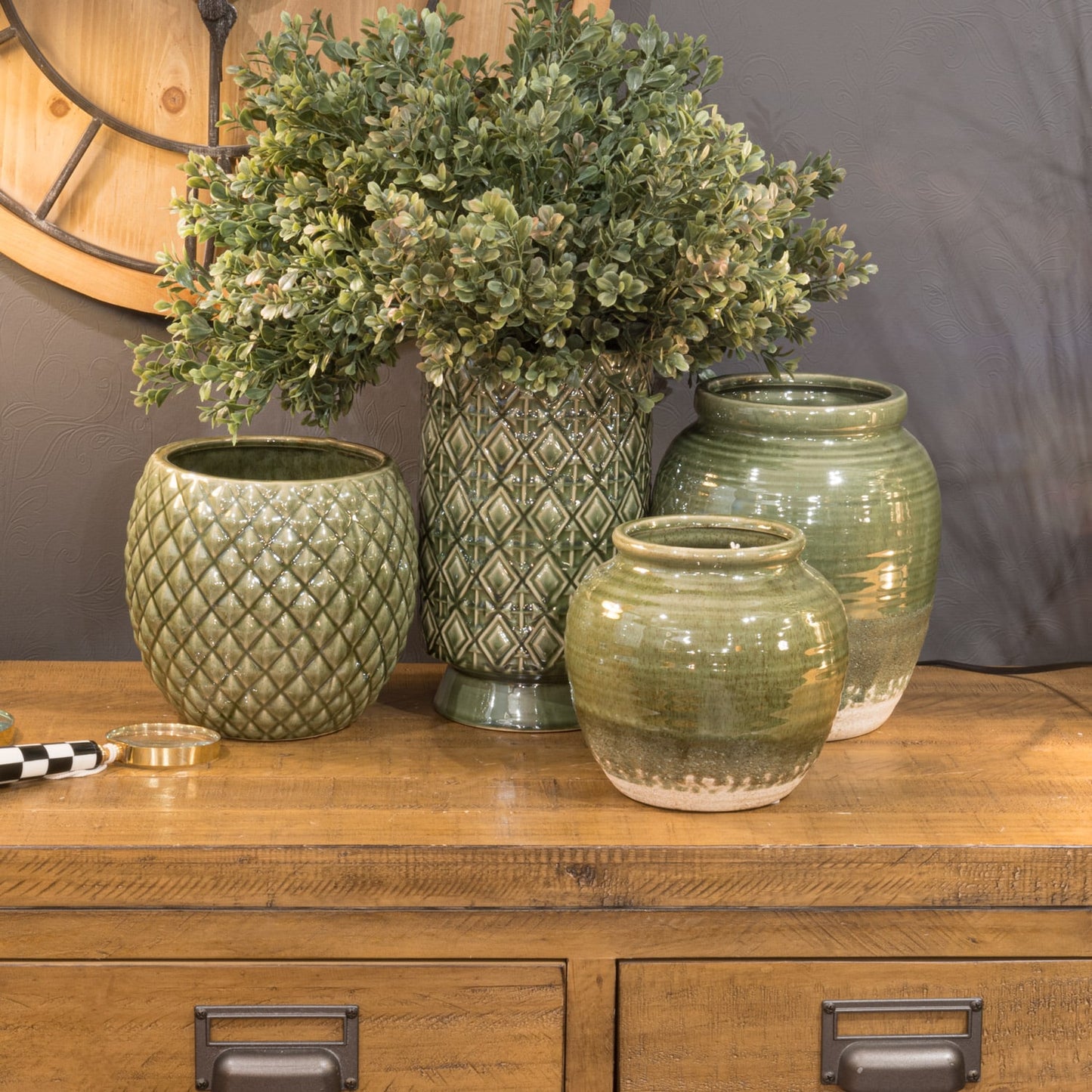 Seville Collection Olive Squat Vase image 1