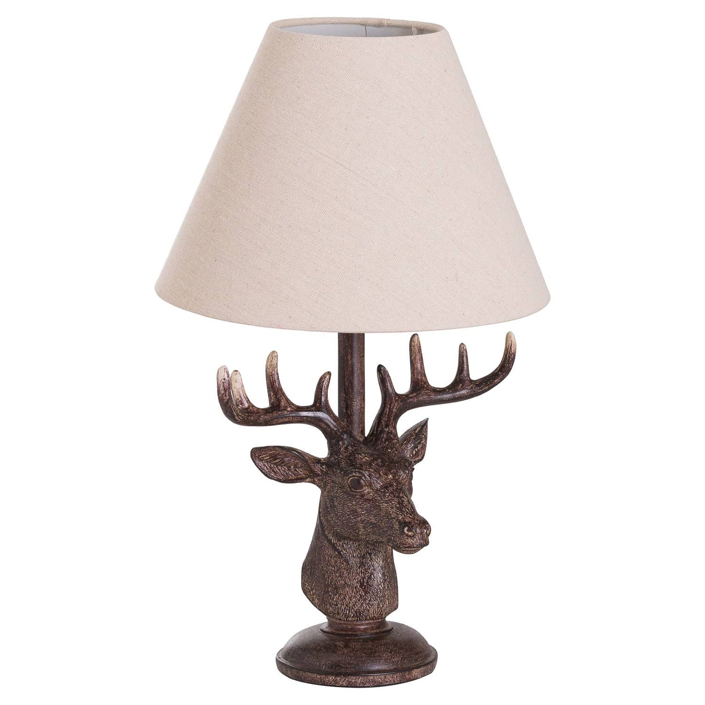 Stag Head Table Lamp With Linen Shade image 0