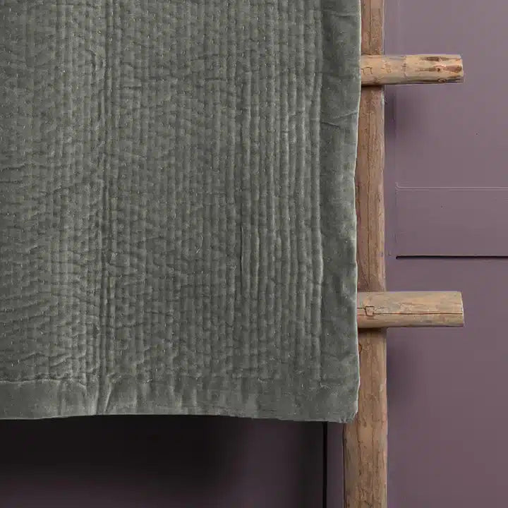 Haze Velvet Quilted Throw Steel image 3