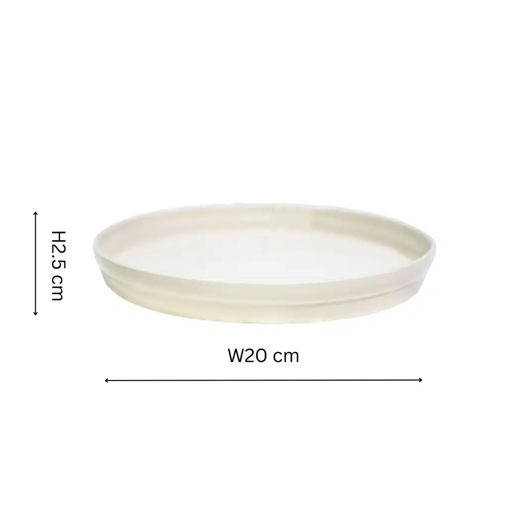 Bowen Ceramic Candle Plate D20cm - Linen image 0