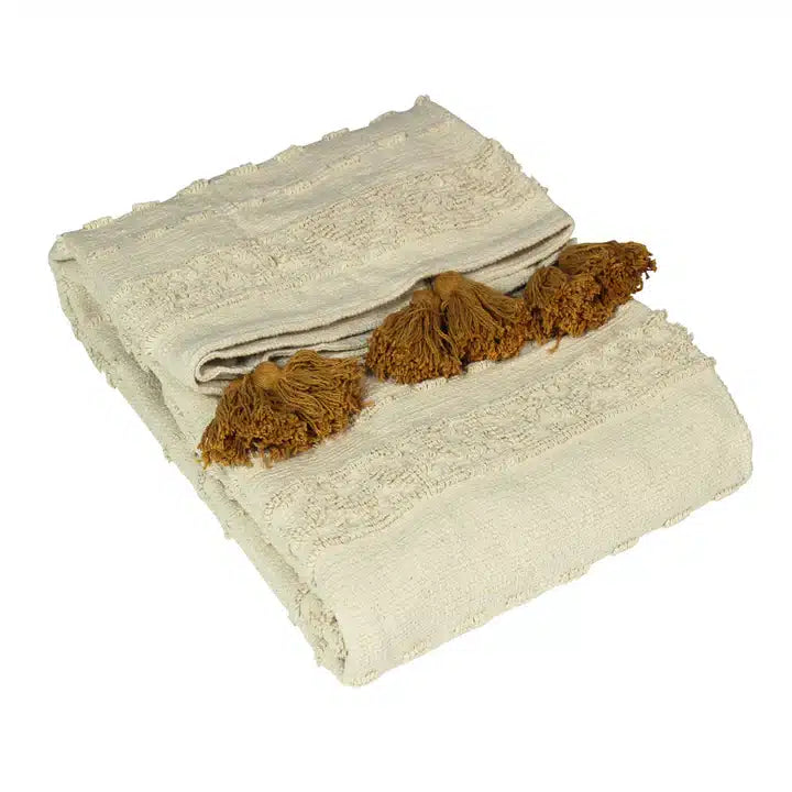 Boho Cotton Tufted Throw Ochre image 0