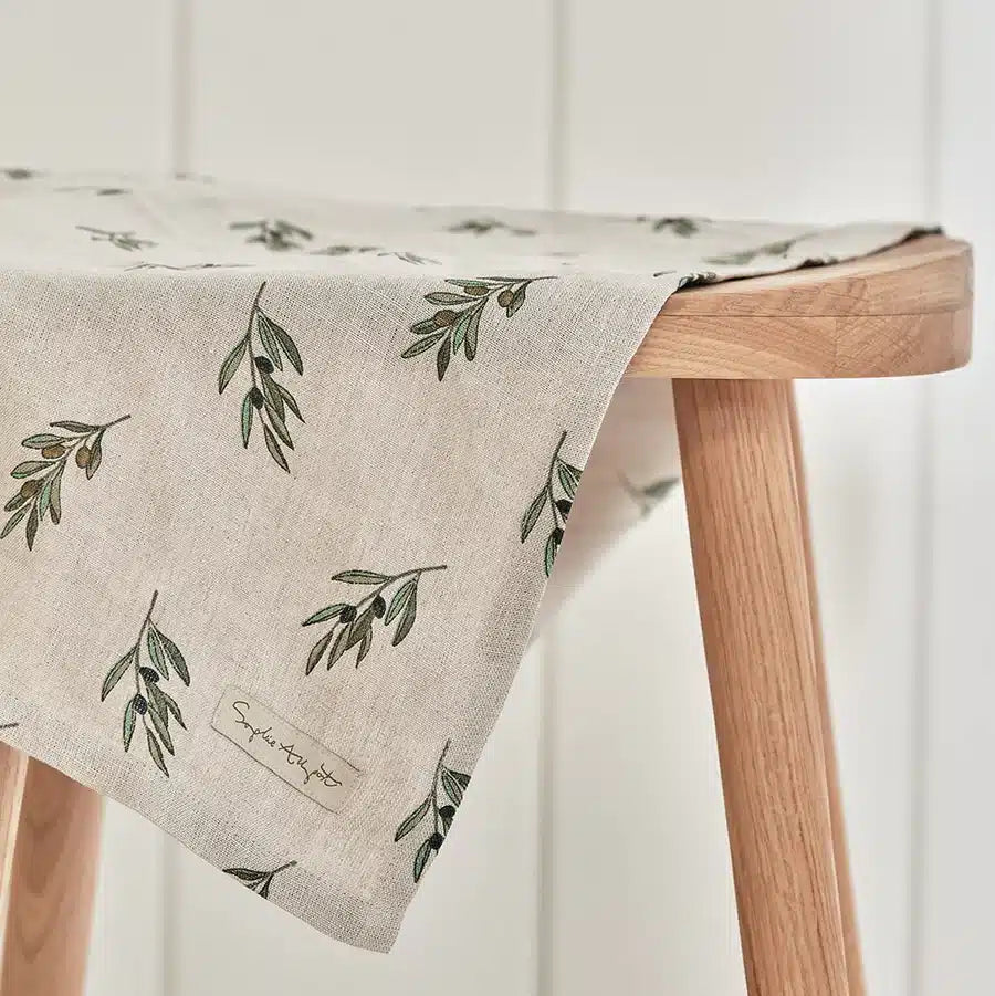 Olive Linen Tea Towel image 2