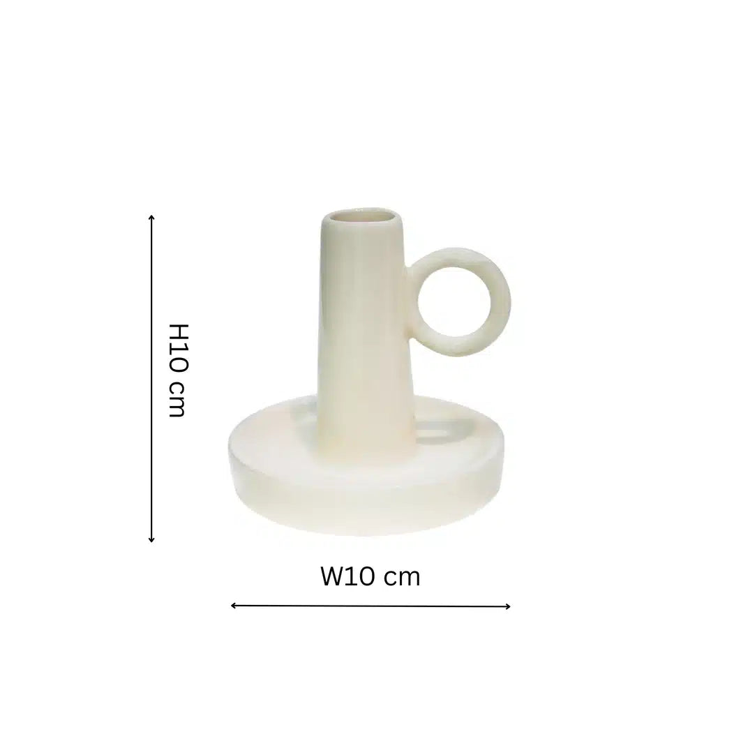 Bowen Ceramic Dinner Candle Holder - Linen image 0