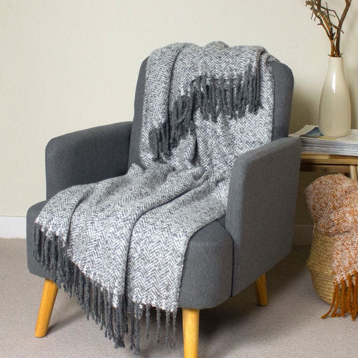 Weaver Herringbone Throw Grey image 1