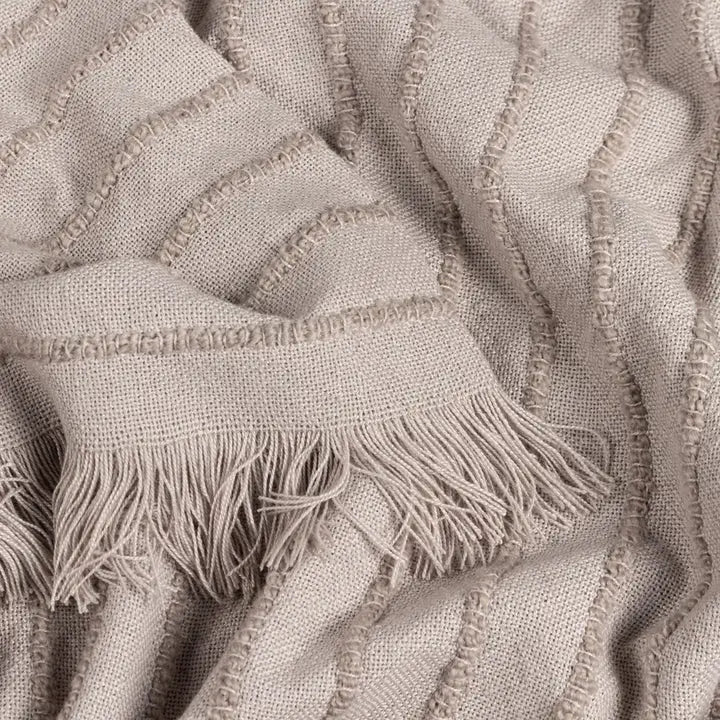 Hazie Woven Fringed Throw Griege image 2