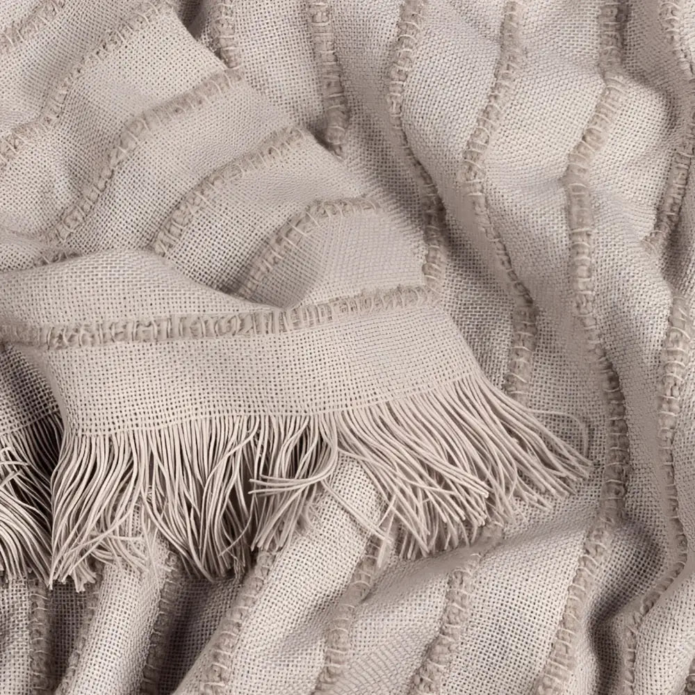 Hazie Woven Fringed Throw Griege image 2