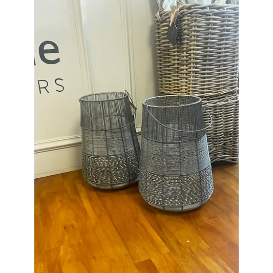 Large Wire Silver Lantern