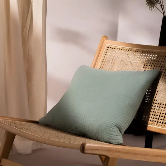 Lark Muslin Crinkle Cotton Cushion Eucalyptus image 1