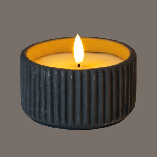 Luxe Collection Natural Glow Ribbed Small Led Candle