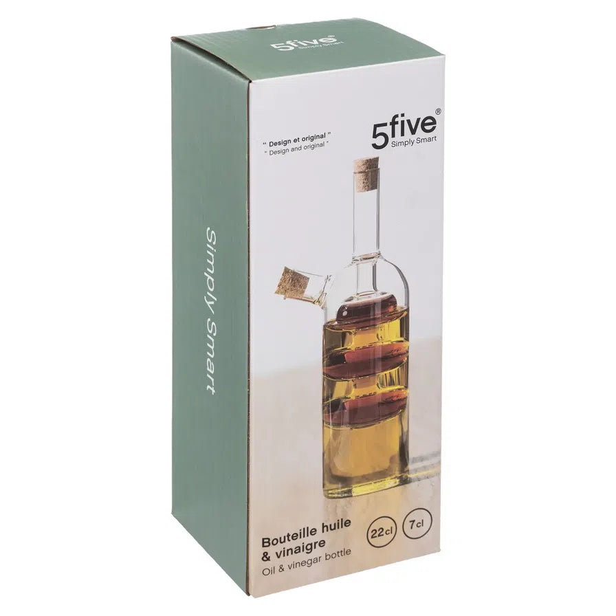 2 in 1 Oil and Vinegar Glass Bottle with Cork Stopper