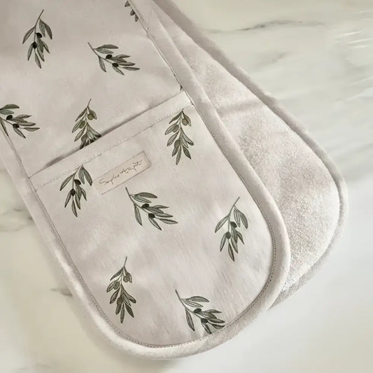 Olive Linen Double Oven Glove image 1