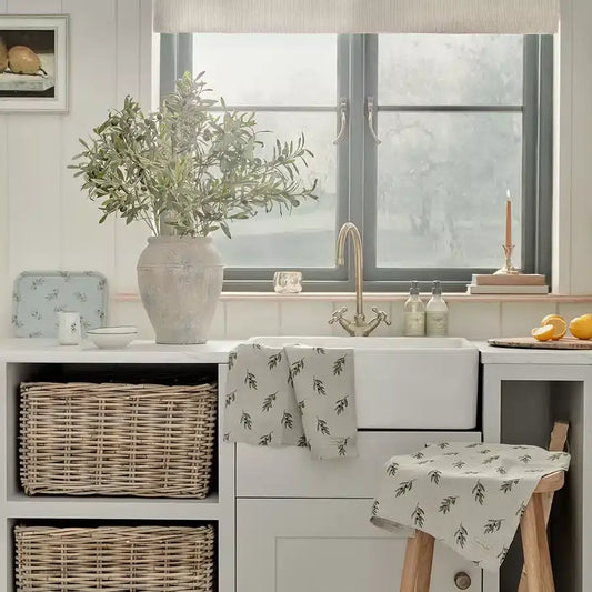 Olive Linen Tea Towel image 1